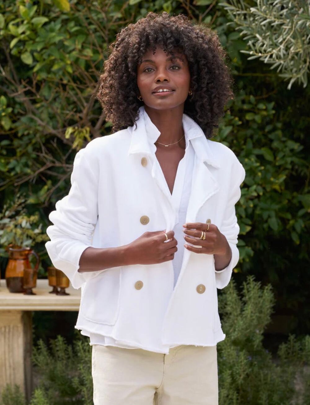 NWOT Frank & Eileen Mini Belfast Cropped Sweatshirt Peacoat Jacket White XS FLAW